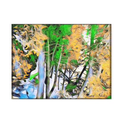 'Canoe at Rest' (Green) Quebec, Canada - Stretched Canvas