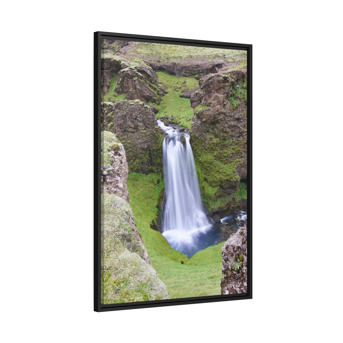'Hidden Gem of a Waterfall' - South Coast,  Iceland - Gallery Framed Canvas Wrap
